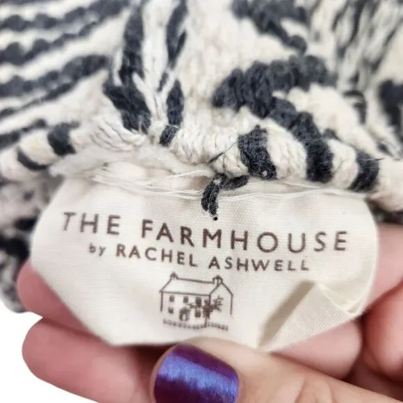 The Farmhouse by Rachel Ashwell Rug Black Cream Shabby Chic Cotton Woven Runner - Picture 11 of 15